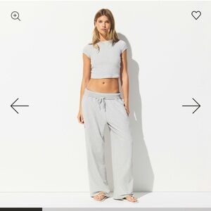 SKIMS NWT Cotton Jersey Wide Leg Pant - Light Heather Gray